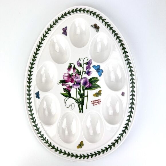 Portmeirion Botanic Garden Sweet Pea Deviled Egg Plate Flawless - Picture 1 of 7